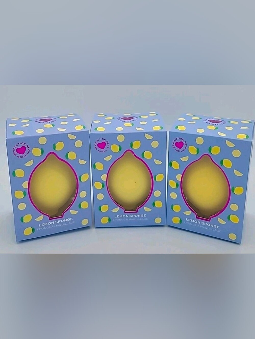 NWT 3x I Love Revolution Lemon Shaped Makeup Sponge For Blending SEALED